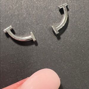 Silver Curved Bar Stud Earrings - Minimalist